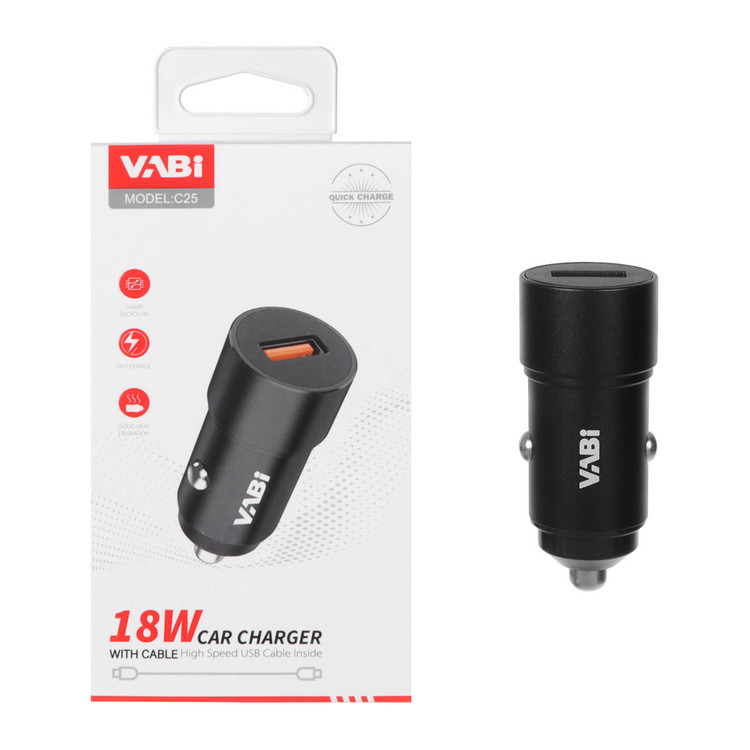 شارژر فندکی فست شارژ تک پورت وابی مدل C25 18W